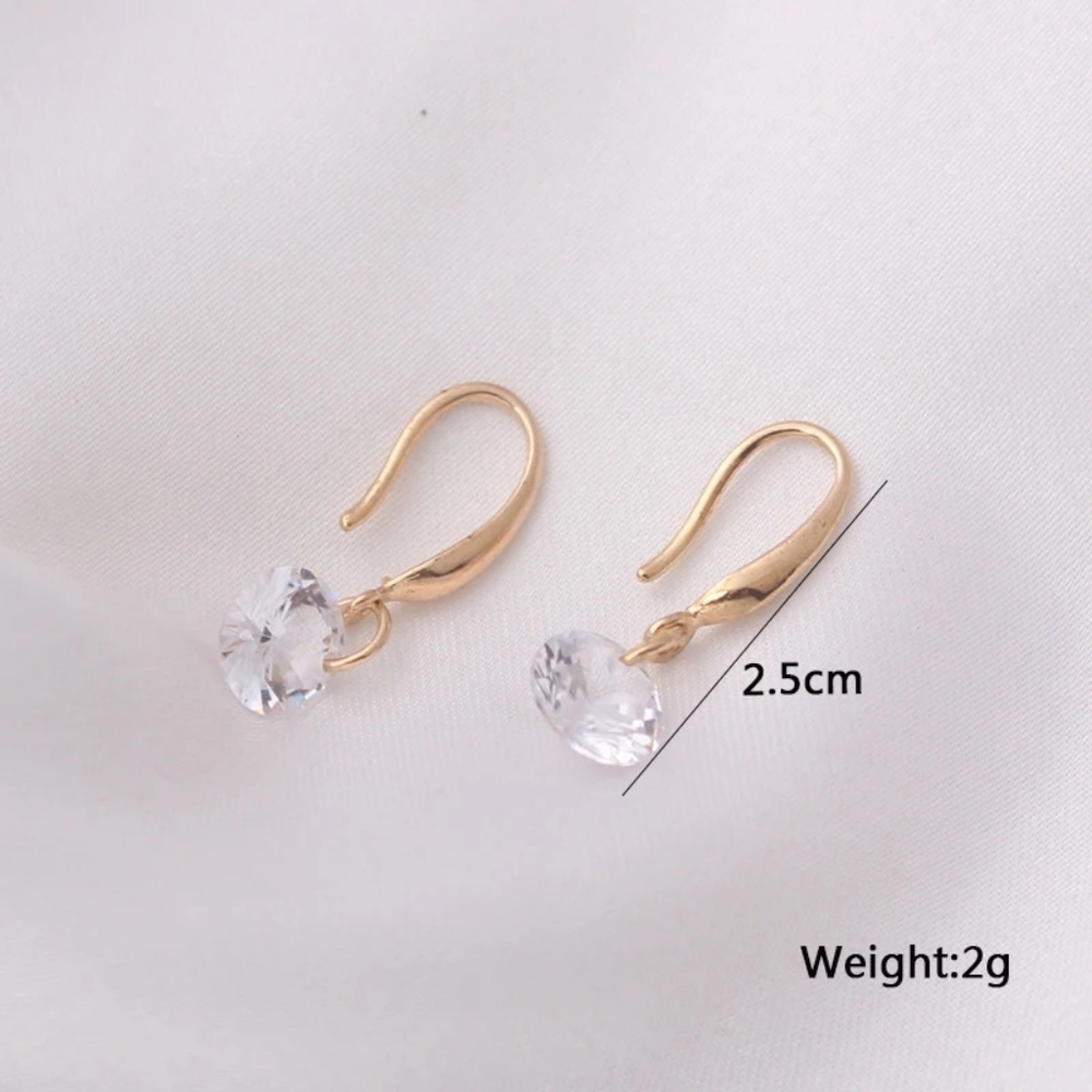 Simple Elegant Silver Dangle Diamond Earrings - Picture 3 of 3